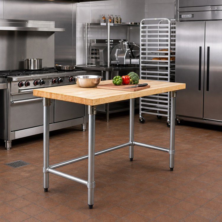 Product image #2 for Eagle Group 48 Inch x 24 Inch Wood Top Work Table with Galvanized Tubular Base