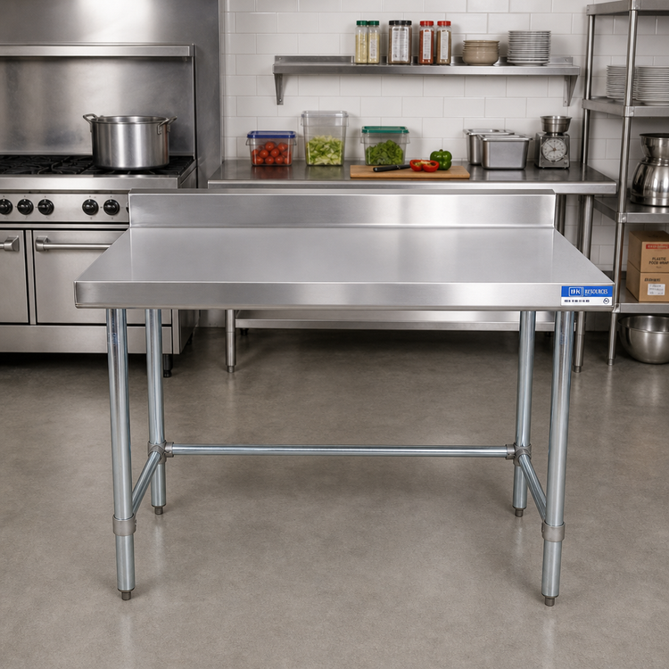 Product image #2 for BK Resources 84-Inch x 24-Inch Stainless Steel Work Table with 5-Inch Riser and Open Base