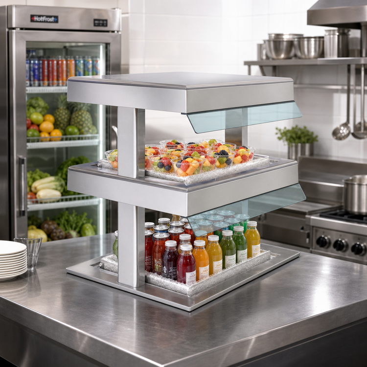 Product image #2 for HotFrost HF48-2-FOL-FOL 2-Tier Cold Only Drop-In Refrigerated Shelf Merchandiser