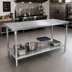 Thumbnail image #2 for Stallion 120-Inch x 36-Inch 16-Gauge Stainless Steel Top Work Table with Galvanized Legs and Adjustable Undershelf