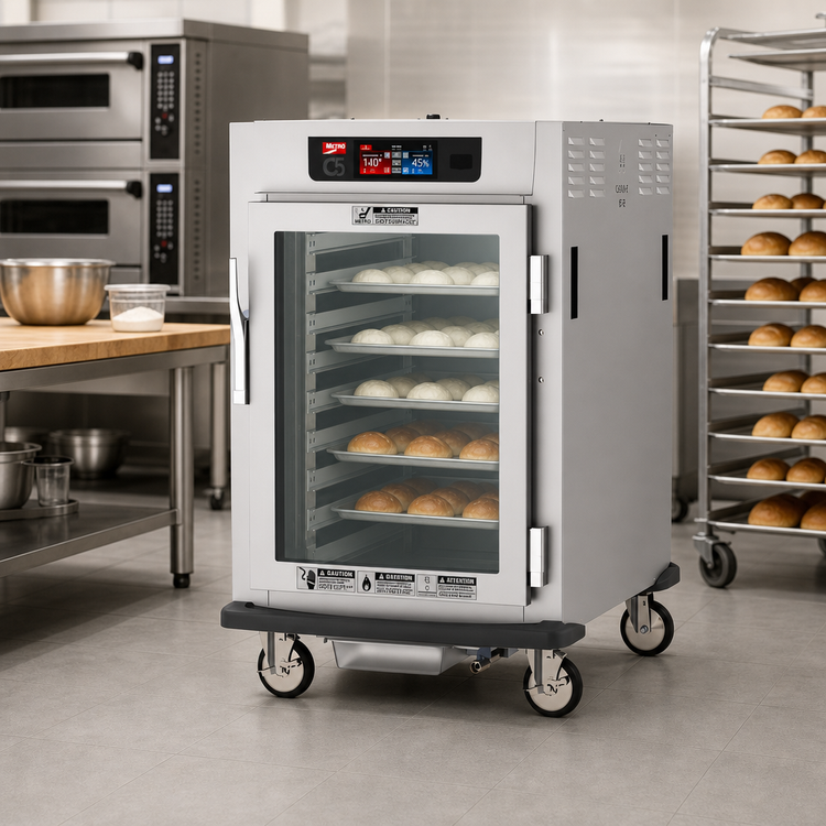 Product image #2 for Metro C5 9 Series Half-Height Controlled Humidity Heated Holding and Proofing Cabinet with Clear Tempered Glass Door and Lip Load Slides