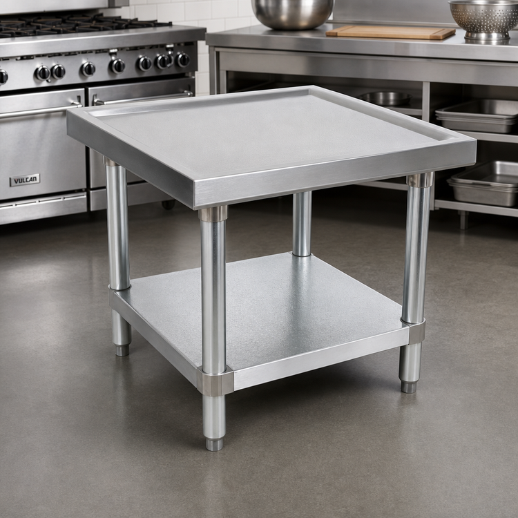 Product image #2 for Heavy-Duty Stainless Steel Machine Stand with Marine Edge and Adjustable Undershelf, 30-Inch W x 24-Inch D x 20-1/4-Inch H