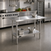 Thumbnail image #2 for Sapphire 48-Inch x 18-Inch 18-Gauge Stainless Steel Flat Top Work Table with Undershelf