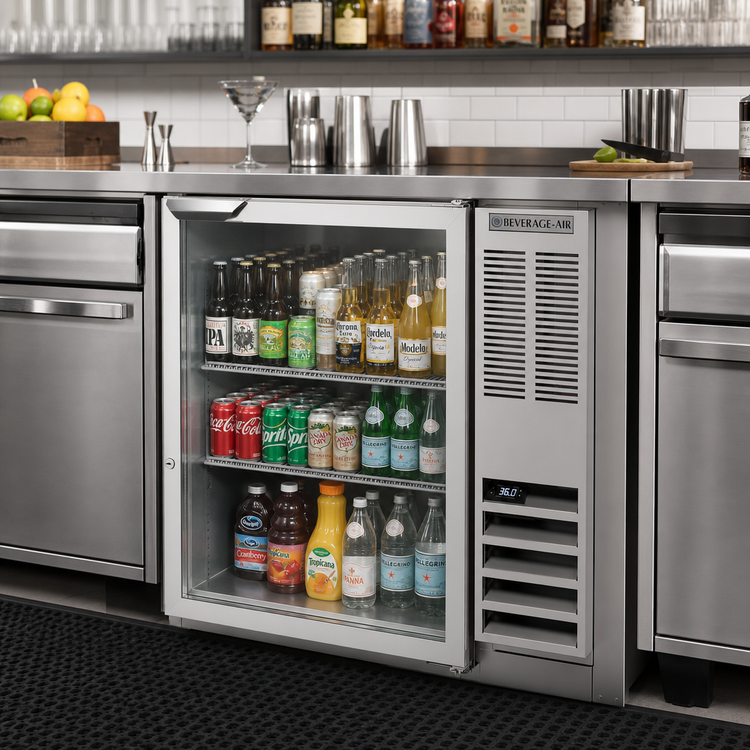 Product image #2 for Beverage Air BB36HC-G-S One-Section Glass Door Back Bar Refrigerator, 36-Inch Wide, Side-Mounted Self-Contained
