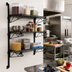 Thumbnail image #2 for Quantum Wall-Mounted Cantilever Wire Shelf Starter Unit with 3 Shelves, 54-Inch Posts, Black Epoxy Finish