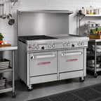 Thumbnail image #2 for Southbend (Middleby) Ultimate 4483EE-3T 48-Inch Gas Combination Range with 2 Open Burners, 36-Inch Thermostatic Griddle & 2 Space-Saver Ovens