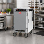 Thumbnail image #3 for Metro HotBlox™ HBCN8-ASPS-M Narrow 8-Pan Pass-Thru Mobile Insulated Holding Cabinet, Analog, Solid Front & Rear Doors, 120V