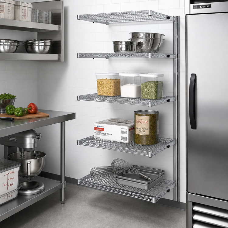 Product image #2 for Eagle Group 4-Tier Add-On Wire Shelving Unit, 24 x 24 x 63 Inches, Chrome-Plated