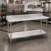 Thumbnail image #2 for Deluxe Series Stainless Steel Cocktail Station Work Table with 4-1/2 Inch Backsplash and Undershelf, 108 x 36 Inches
