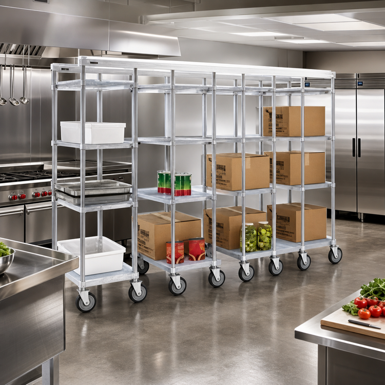Product image #2 for Master Trak Overhead Track High-Density Storage Mobile Unit Kit for 18-Inch Shelves, 74-Inch Posts, Zinc Finish