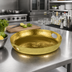 Thumbnail image #2 for American Metalcraft 16-Inch Round Hammered Aluminum Gold Beverage Tray