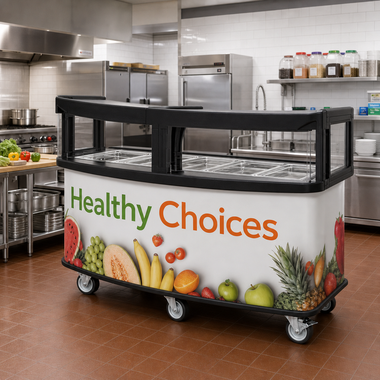 Product image #2 for Cambro 75-Inch Open Well Vending Cart with Safety Barrier and Fruit & Veg Wrap