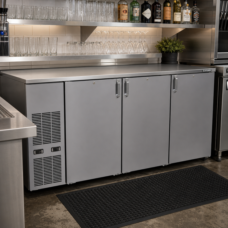 Product image #2 for Glastender C2FB72 Two-Zone Front-Serviced Bar Profile Back Bar Cooler with Stainless Steel Top, 72 Inch, 3-Section