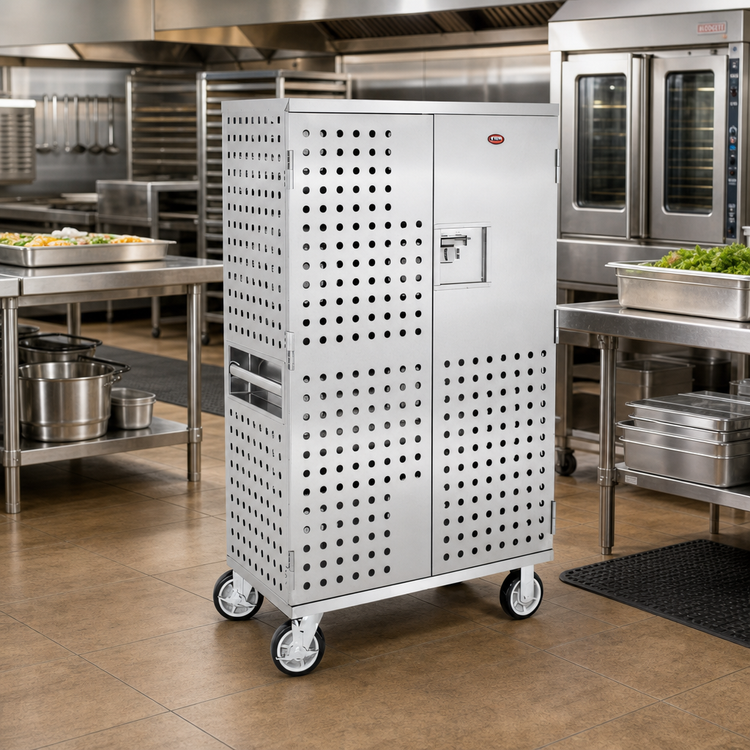 Product image #2 for Enclosed Correctional Utility Cart with 2 Shelves, 2 Doors, Stainless Steel