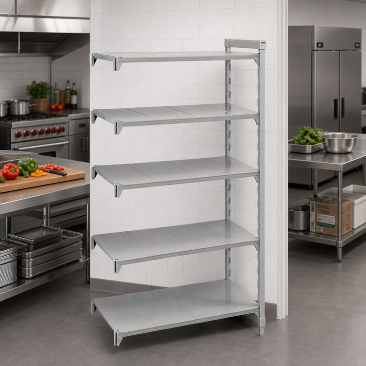 Product image #3 for Cambro Camshelving Premium 5-Shelf Solid Stationary Add-On Unit, 21" x 54" x 84", Speckled Gray