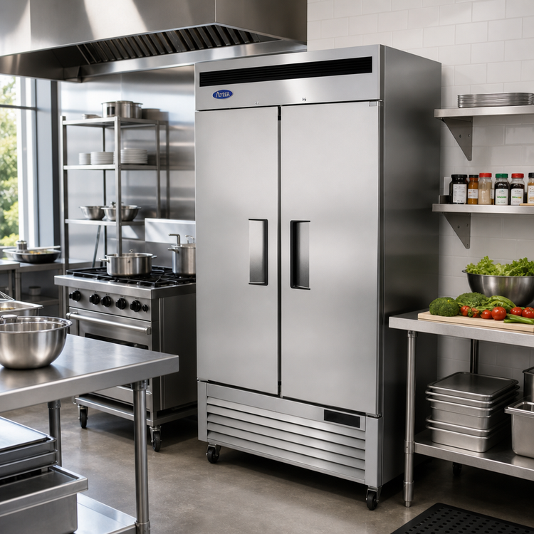 Product image #2 for Atosa Two-Section Reach-In Refrigerator, Bottom-Mount, Solid Doors, 28.5 Cu. Ft., Stainless Steel