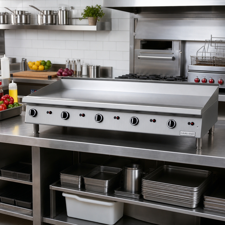 Product image #2 for Garland 60-Inch Heavy-Duty Countertop Gas Griddle, Manual Hi-Lo Controls, Smooth Steel Plate