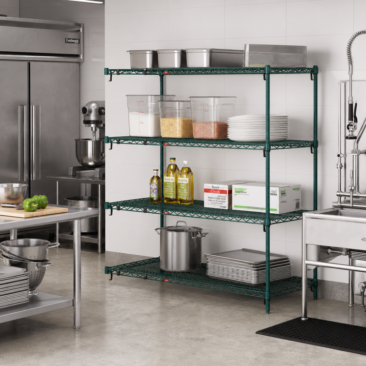Product image #3 for Super Erecta Super Adjustable Add-On Wire Shelving Unit, 72"W x 18"D x 63"H, 4 Shelves, Green Epoxy Finish