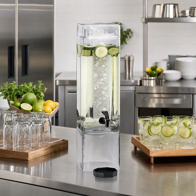 Product image #2 for Cal-Mil 3 Gallon Square Clear Acrylic Beverage Dispenser with Infusion Chamber