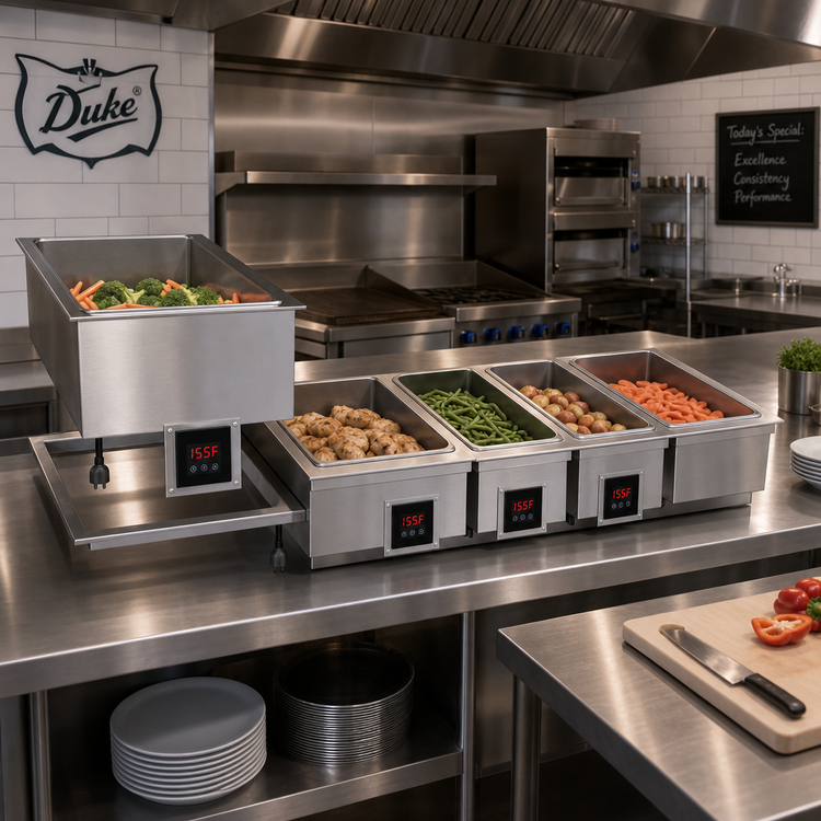 Product image #2 for Duke WW-4 Four Pan Drop-In Waterless Hot Food Well with Digital Controls