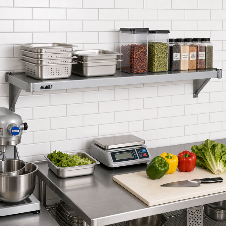 Product image #2 for Eagle Valu-Master 48" x 18" Solid Shelf with Marine Edge, Galvanized Steel, Gray Epoxy Finish