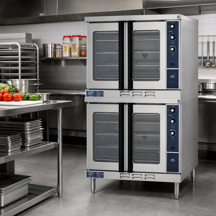 Product image #2 for Duke 613Q-E2V Double-Deck Full-Size Electric Convection Oven with 8" Legs