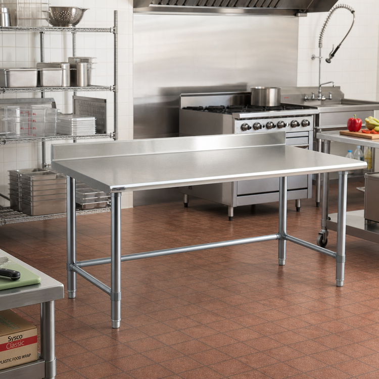 Product image #2 for Eagle Group Budget Series 60-Inch x 36-Inch Work Table with 4-1/2-Inch Backsplash and Galvanized Tubular Base