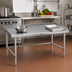 Thumbnail image #2 for John Boos 72-Inch 16-Gauge Stainless Steel Equipment Stand, 24-Inch Deep x 24-Inch High, with Upturn Back and Sides