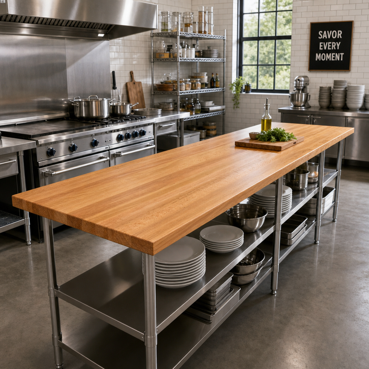 Product image #2 for Appalachian Red Oak Full-Length Edge Grain Island Countertop, 144 x 38 x 1-1/2 Inch, Penetrating Oil Finish