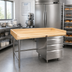 Thumbnail image #2 for Advance Tabco BGT-304R Bakers' Table with 1-3/4-Inch Wood Top, 48 x 30, 3 Drawer Tiers on Right