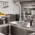 Thumbnail image #2 for T&S Brass Deck-Mount Single-Hole Swivel Gooseneck Low-Lead Manual Faucet with 0.5 GPM Vandal-Resistant Spray Device