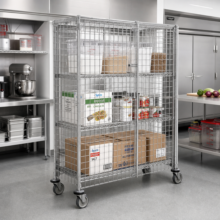 Product image #2 for Metro Super Erecta Mobile Wire Security Cage, Stainless Steel Finish, 52-3/4 x 27-1/4 x 62 Inches