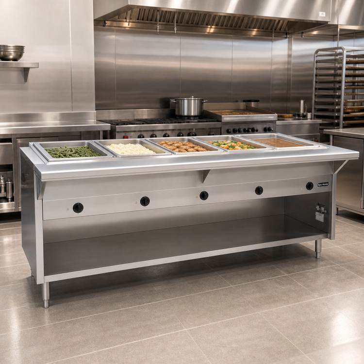 Product image #2 for Spec-Master HT5OB-NG 79" Five Well Natural Gas Dry Hot Food Table with Enclosed Base