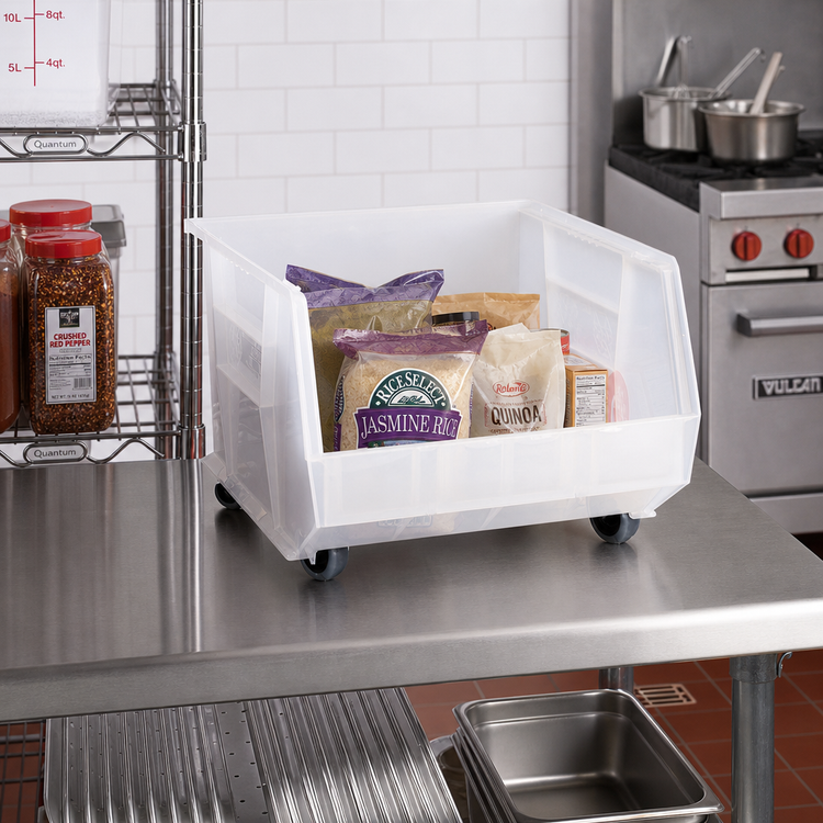 Product image #2 for Quantum Clear Stack and Hang Shelf Bin with Casters, 16-1/2 x 18 x 11 Inches