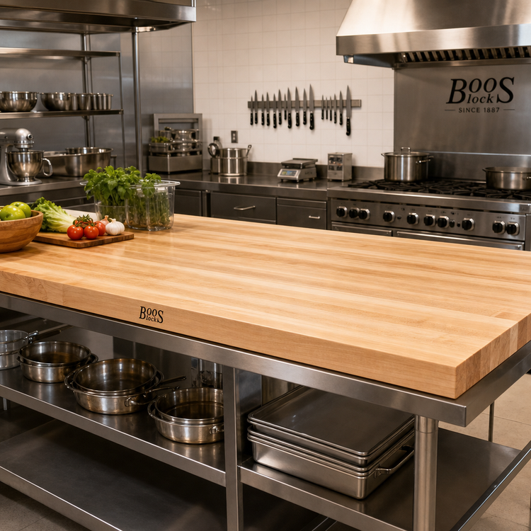Product image #2 for Boos Block Northern Hard Rock Maple Edge Grain Kitchen Countertop, 132 x 48 x 1-3/4 Inch, Varnique Finish