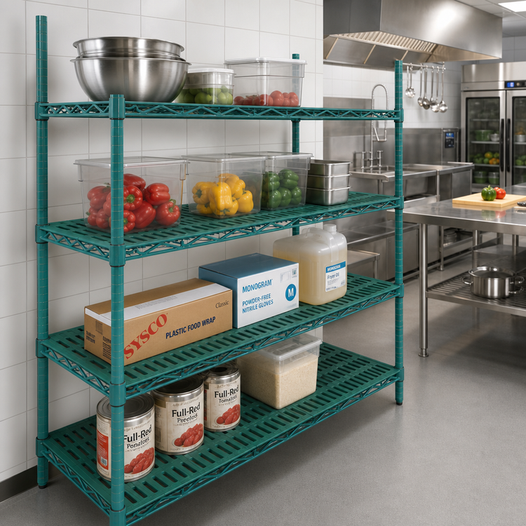 Product image #2 for QuadPlus Solid Polymer Shelf Mat for Quad-Adjust Shelving, 72 x 24 Inches, Green