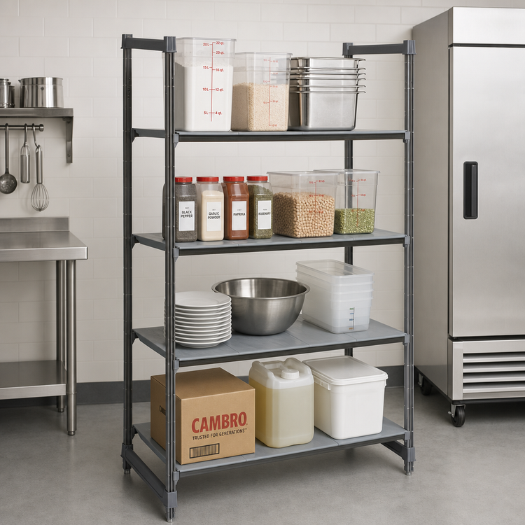 Product image #2 for Cambro Camshelving Basics Plus 4-Tier Solid Stationary Starter Unit, 21 x 30 x 84 Inches