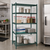 Thumbnail image #2 for Omcan 36-Inch W x 24-Inch D x 72-Inch H Stationary 4-Shelf Wire Shelving Unit, Epoxy Green Finish