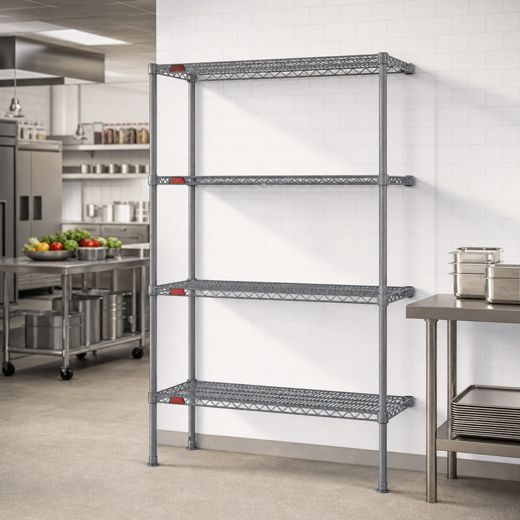 Product image #2 for Eagle Valu-Master 4-Tier Add-On Wire Shelving Unit, 60 x 18 x 63 Inches, Pewter Gray Epoxy