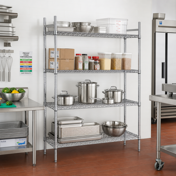 Product image #2 for Advance Tabco Special Value Series 54-Inch x 24-Inch x 74-Inch Chrome Wire Shelving Unit with 4 Shelves