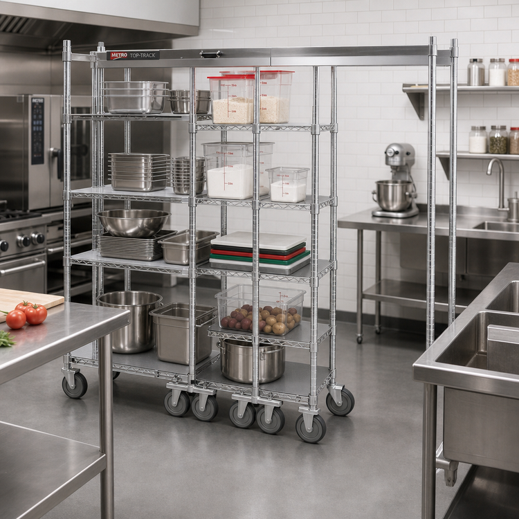 Product image #2 for Metro TOP-TRACK 24-Inch Chrome Plated Stationary Intermediate Unit Kit for Track Shelving