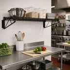 Thumbnail image #2 for Quantum WDWB2424BK Wall-Mount Cantilever Single Wire Shelf Kit, 24 x 24 Inches, Black Epoxy Antimicrobial Finish