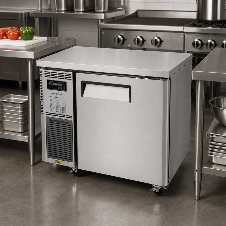 Product image #2 for Turbo Air J Series 36-Inch 1-Section Side Mount Undercounter Freezer, 6.37 Cu. Ft.