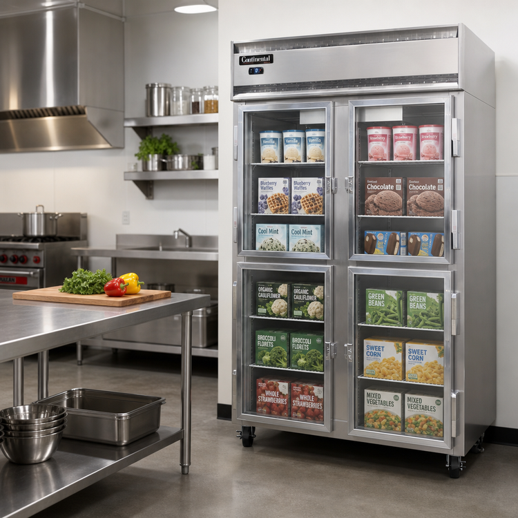 Product image #2 for Continental Refrigerator 2FSNSSGDHD Two-Section Shallow Depth Glass Half-Door Display Freezer