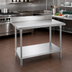 Thumbnail image #2 for Advance Tabco 48-Inch x 24-Inch 16 Gauge 430 Stainless Steel Work Table with 5-Inch Backsplash and Adjustable Undershelf