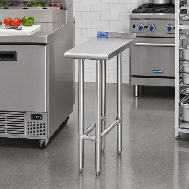 Product image #2 for Sapphire Manufacturing 15-Inch x 30-Inch Stainless Steel Equipment Filler Table with 1-1/2-Inch Rear Up-Turn