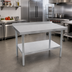 Thumbnail image #2 for Stallion 60-Inch x 18-Inch Stainless Steel Budget Work Table with 1-1/2-Inch Backsplash and Undershelf