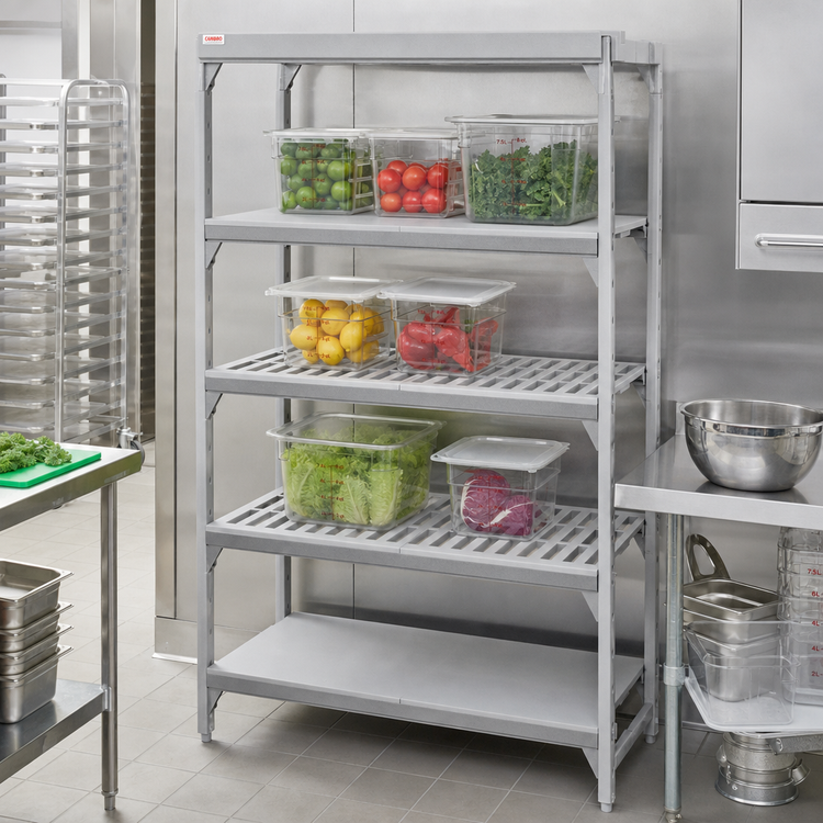 Product image #3 for Cambro Camshelving Premium 18 Inch x 42 Inch 4-Shelf Vented and Solid Shelf Kit
