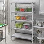 Thumbnail image #3 for Cambro Camshelving® Premium CPSK1842VS4480 4-Shelf Solid & Vented Polymer Shelving Kit, 18 x 42 in, Speckled Gray