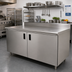 Thumbnail image #2 for Advance Tabco Special Value Series 108-Inch x 24-Inch Enclosed Stainless Steel Work Table with Cabinet Base, Hinged Doors, and 5-Inch Backsplash